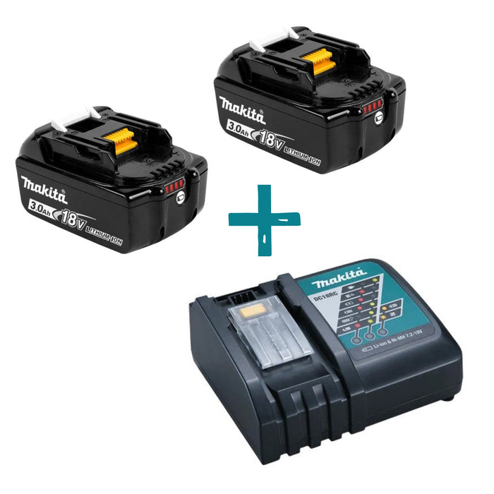Makita Compact Fast Charger DC18RC + 2x 3.0Ah 18V Lithium Ion Battery | COMBOBL1830B