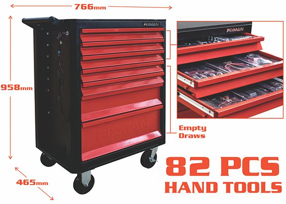 FIXMAN 82 Piece 7 Drawer Roller Cabinet with Stock | FIX M1RP7B