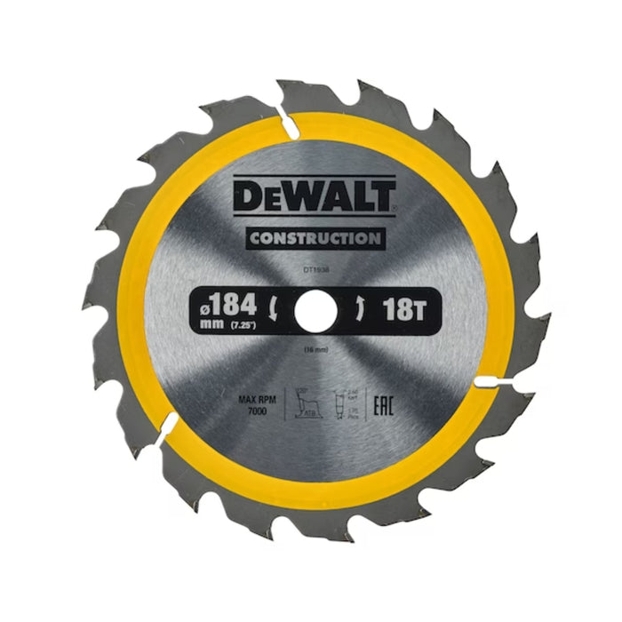 DeWalt Circular Saw Blade 184 x 16mm 18T