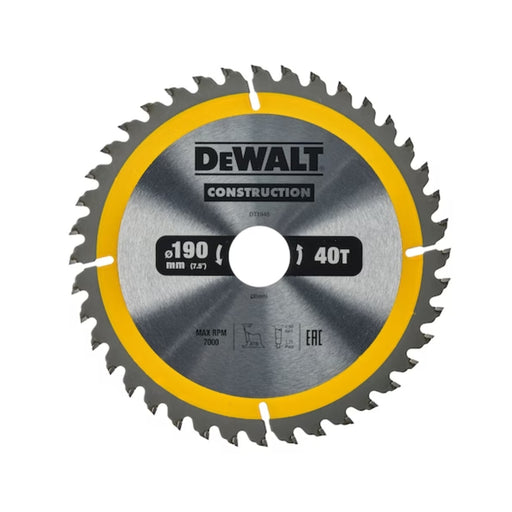 DeWalt Circular Saw Blade 190 x 30mm 40T