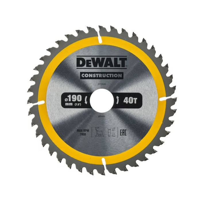 DeWalt Circular Saw Blade 190 x 30mm 40T